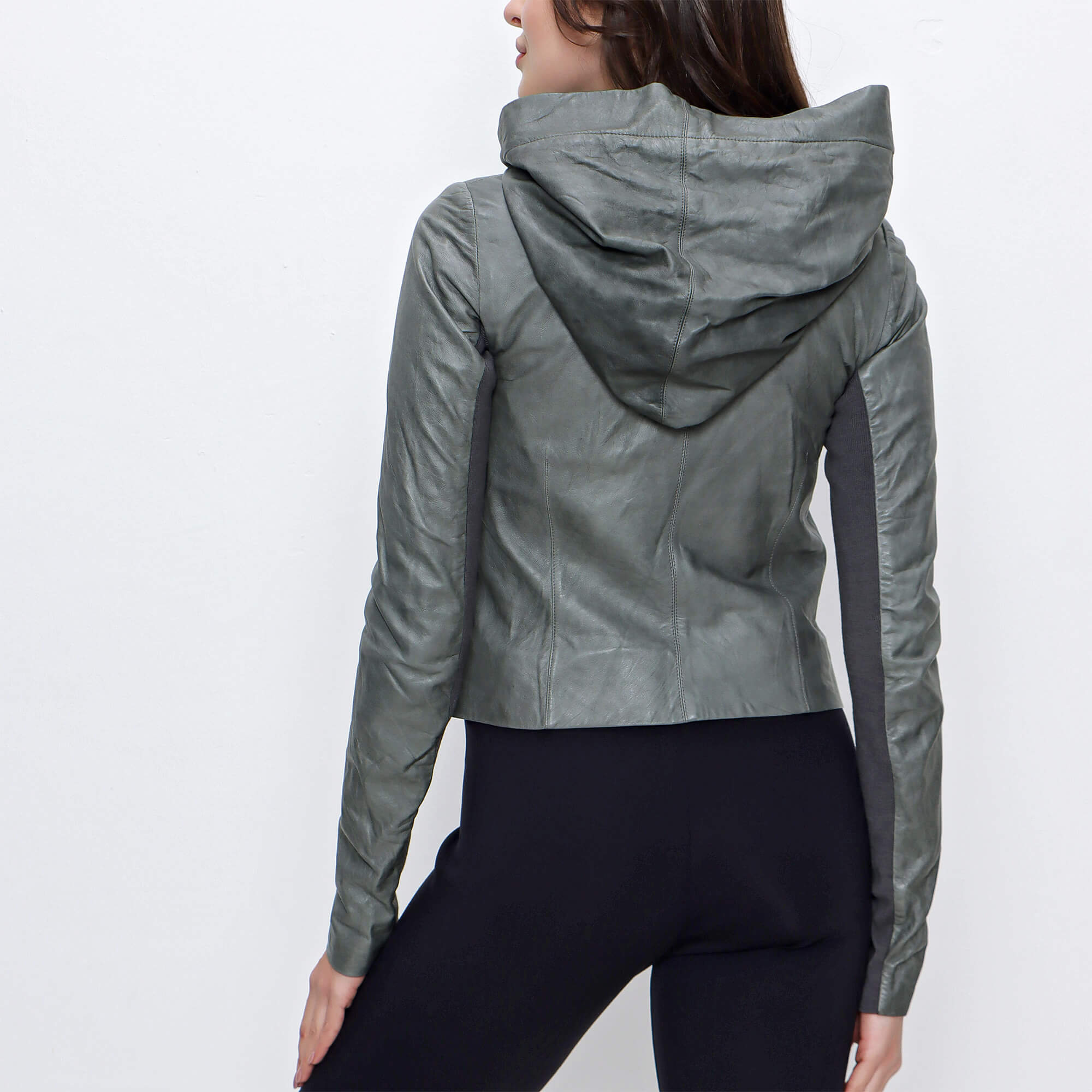 Rick Owens - Grey Leather Zip Jacket 